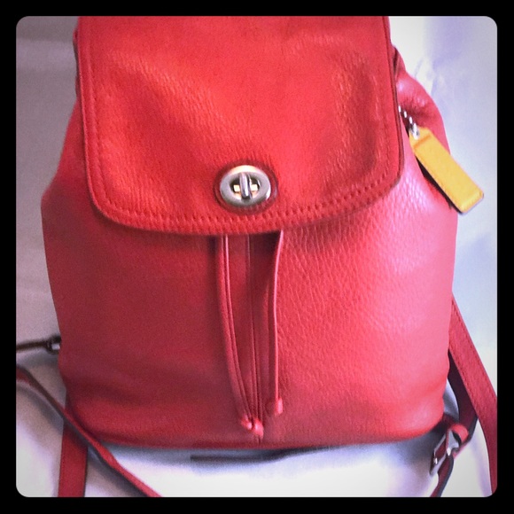 Coach Handbags - Coach Park Signature Leather Back Pack Red